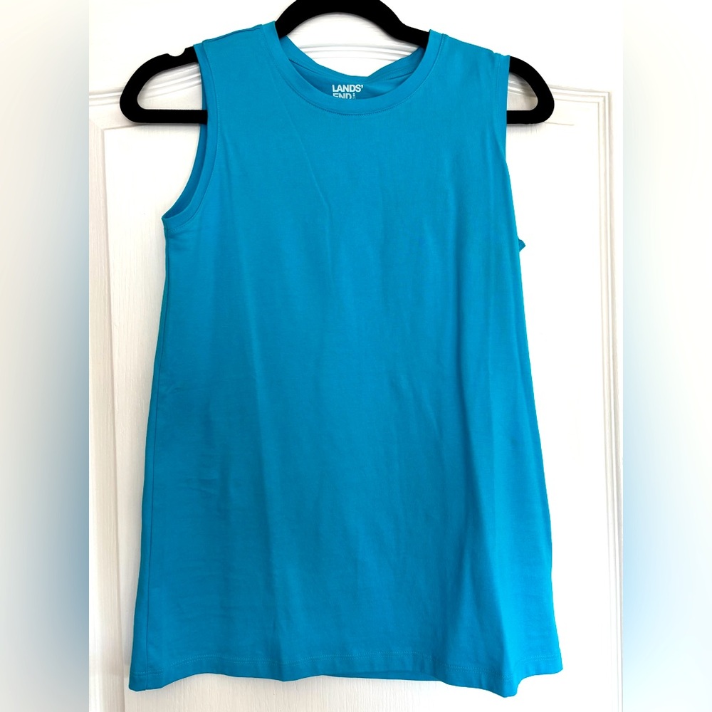 Lands End Blue Cotton Tank Top
